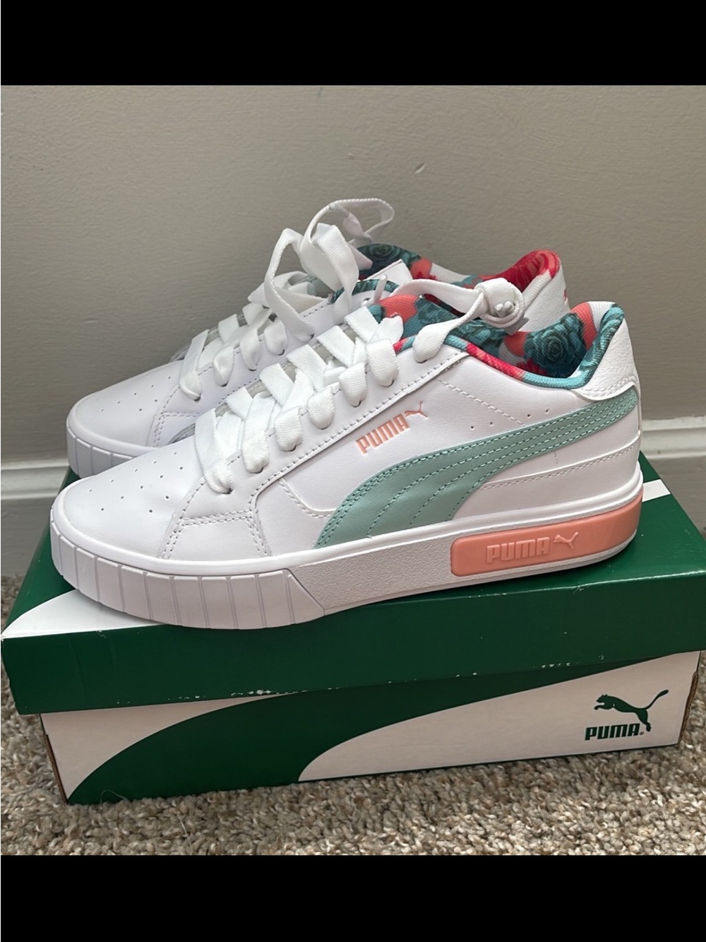 Puma Women’s White Mint & Coral Accent Platform Sneakers
